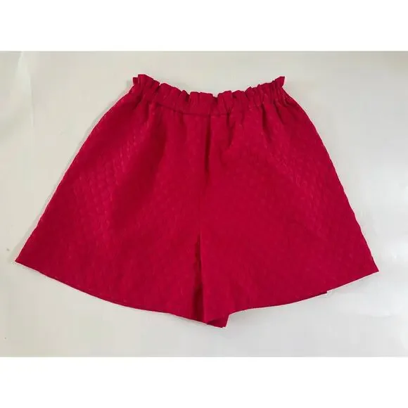 Merlette Smocked Waist Textured Shorts 4 inch Womens Medium Hot Pink Beach Artsy - Picture 2 of 15